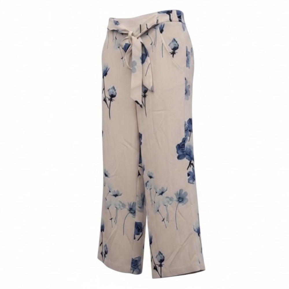Aritzia Wilfred Cropped Slacks Size Small White & Blue Lightweight Trousers - Picture 1 of 4